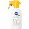 NIVEA SUN Kids Sensitive Protect & Play SPF 50+ 250 ml, Crema solare spray 50+ bambini e neonati dai 6 mesi in su, Crema solare bambini resistente all'acqua, Protezione per pelle sensibili e delicate