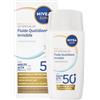 NIVEA SUN Fluido Quotidiano Invisibile SPF 50+ 40 ml, Crema viso SPF 50+ invisibile e opacizzante, Protezione solare viso ultra-leggera con Niacinamide, Non comedogenica, Tutti i tipi di pelle