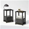 Furinno SIMPLISTIC Set di 2 Comodini, piccolo comodino a 2 livelli con ripiano aperto, comodino senza attrezzi, tavolino da salotto, tavolino laterale, per camera da letto, soggiorno, Espresso
