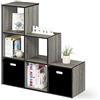 Furinno Pelli Scaffale Portaoggetti, Legno, Grigio/Nero, 30 x 92.51 x 91.11 cm