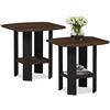 Furinno Tavolino Basso Columbia Walnut/Black Set di 2
