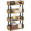 Furinno Turn-N-Tube - Espositore a 4 ripiani, senza attrezzi, in rovere Flagstaff, colore: nero