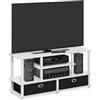 Furinno Ampio Supporto TV Fino a 55 Pollici con Contenitore, Bianco/Bianco/Nero