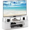 Furinno JAYA grande centro di intrattenimento può contenere TV fino a 55 pollici, rovere bianco, tubi in acciaio inossidabile