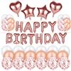 Vicloon Compleanno Decorazione, 49Pcs Set di Palloncini Compleanno, Palloncini Rosa Banner Coriandoli in Lattice Decorazioni Festa Decorazioni