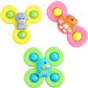 Vicloon Giocattolo a Ventosa per Bambini, 3pcs Giocattoli Sensoriali per Vasca da Bagno, Animali Colorati Spinning Top per Il Bagnetto per Bambini, Sollievo dall'Ansia Regali (Dinosauro)