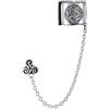 Bling Jewelry Celtic Irish Viking Swirl Sun Wrap Cartilage Ear Cuff Chain Pierced Ear Stud Earrings 1Pcs Oxidized .925 Sterling Silver