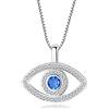 Yifnny Collana Malocchio, Protezione avec CZ Occhio Blu Collana Ciondolo Gioielli per Donna Oro Rosa Silver (Argento)