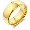 Bling Jewelry Anello nuziale in titanio semplice a cupola per coppie, placcato in oro 14K, lucidato, per uomini e donne, vestibilità comoda, 8MM.