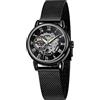 Gosasa Orologio da polso da donna con scheletro, alla moda, meccanico, a carica manuale, cinturino in rete, numeri romani, casual, orologio da polso