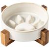 Generic Set di ciotole per cani in ceramica con supporto, ciotola rialzata per cani con supporto, ciotola per cibo lento e acqua per animali domestici, ciotola lenta per cani e gatti (bianca (1 lenta) con