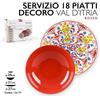 Generico Servizio di Piatti da Tavola Val D'Itria colore Rosso 18 Pezzi