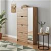 5 five simply smart Scarpiera 4 Ante + 1 Anta Specchio cm.85x24 h.155 Effetto Rovere