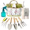 Bamworld Set da 9 Pezzi Attrezzi da Giardinaggio in Acciaio Inossidabile Resistente Antiruggine con Organizer Ideale, Kit di Giardinaggio per Accessori da Giardinaggio, Regali per Giardinaggio