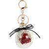 Hohopeti Portachiavi Rosa Conservata Rossa Decorativa Ciondolo a Forma di Fiore Fatto a Mano e Cordino di Perle Leggero e Luminoso Accessorio per Borsa per Matrimoni Feste e Compleanni