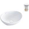 VBChome Lavabo, piccolo + Pop-Clack, Cromo, 34 x 27 x 13 cm, mini ceramica, bianco, ovale, lavabo, lavabo, lavabo, lavabo da appoggio, lavabo da appoggio, lavabo per gli ospiti