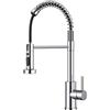 FORIOUS Rubinetto Lavello Cucina, Rubinetto Miscelatore Estraibile, Miscelatore Cucina con Molla a Spirale Girevole a 360°, miscelatore monocomando acqua calda e fredda, Cromo Lucido