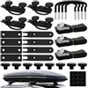 Asasytal Kit di Fissaggio Box al Tetto 4 Punti, Supporto a U Universale Auto/SUV/Furgone, Staffe a Bulloni a U con 8 Dadi Resistenti e 3 Cinghie con Fibbia in Metallo, Accessorio Box al Tetto