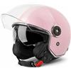 VINZ Arenas Casco Jet Doppia Visiera VIntage | Casco Scooter / Moto con Striscia | Donna E Uomo | Certificato ECE 22.06 | nelle taglie dalla XS-XXL - Rosa