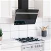 Ziaphsol Cappa aspirante a parete 60 cm in acciaio e vetro temperato nero, con filtro ai carboni attivi, flusso d'aria 297 m³ h, 2 LED, per cucina piano cottura