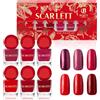 Beauty4Britain Set Smalti Scarlett 6 tonalità ad alta pigmentazione, finish lucido lunga durata, collezione rosso & bordeaux, confezione regalo premium con finitura dorata, regalo di lusso per donna