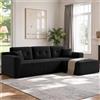 VASAGLE Divano Angolare a 3 Posti, Velluto a Coste, con Penisola Destra, Seduta Profonda, 242 x 152 x 73 cm, Nero, per Soggiorno, Collezione CAMILA LCS184B101