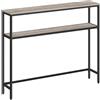 VASAGLE Tavolo Consolle, Tavolo Stretto a 2 Ripiani Portaoggetti, 20 x 100 x 80 cm, per Soggiorno, Corridoio, Ingresso, Greige Melange e Nero Inchiostro LNT131K02