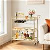 VEVOR Carrello di Servizio da Bar, Carrello da Bar Domestico 3 Ripiani Multiuso Porta Bevande Portabottiglie Portabicchieri 910 x 330x 935 mm, Ripiano in Legno Carico Singolo 20 kg, Colore Dorato