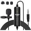 SYNCO Lavalier Microfono Omnidirezionale Clip On Microphone con protezione dal vento, 3,5 mm TRS/TRRS 6 metri per Smartphone Cellulare iPhone Android Huawei Samsung, PC Laptop Camera DSLR Lav-S6E