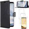ebestStar - Cover Compatibile con Samsung S8 Plus Galaxy Custodia Portafoglio Pelle PU Flip, Nero + Pacco da 2 Pellicole 3D, Copertura Integrale [Apparecchio: 159.5 x73.4 x8.1mm, 6.2'']