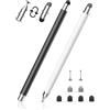 MEKO Penna Touchscreen Magnetico 3 in 1 Penna per Tablet con Punte in Fibra, Gomma e Disco, compatibile con tablet/telefoni come iPhone/iPad/Samsung/Huawei/Xiaomi/Surface/Chromebook - Nero+Bianco
