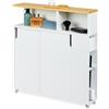 Relaxdays Mobile Bagno Porta Scopino, Carrellino su Ruote con 6 Scomparti, HLP 79x17x75 cm, MDF e Bambù, Naturale Bianco