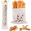 URYVAIW 2 Sacchetti per Pane in Lino in 2 Misure (30x45cm & 16x64cm), Sacchetto per Pane con Coulisse, Sacchetto Riutilizzabile per Conservare Pane, Frutta & Verdura