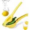 Relaxdays 2X Spremiagrumi Manuale, Spremifrutta Resistente 2in1, Limoni e Limette, Bar, HxLxP: 5,5 x 7,5 x 22 cm, Giallo