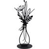 UNUS Vaso decorativo in metallo, 35 cm, motivo: fiori neri