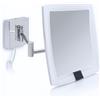 Libaro Verona Specchio Ingranditore da Parete a LED - Specchio Trucco Quadrato 5x con Sensore di Movimento, Braccio Estensibile in Metallo Cromato e Cavo Bianco