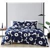 Marimekko - Set copripiumino queen size, biancheria da letto in cotone con federe abbinate e chiusura a bottone, decorazione per la casa per tutte le stagioni (Unikko indaco, Queen)
