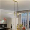 Lanekd Moderna Lampada a Sospensione LED Lampadario Dimmerabile Tavolo da Pranzo Cucina Salotto con Telecomando Plafoniera Altezza Regolabile Sala da Pranzo Camera da Letto Ufficio Soggiorno (Oro, L90cm)