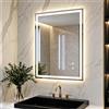 Clevich Specchio Bagno con Luce LED 70x50 cm, Specchio da Parete Rettangolare in Vetro Temperato Antiappannamento, 3 Colori di Luce e Dimmerabile con Interruttore Touch