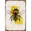 SUPERDANT Targa in Metallo Vintage Bee Cartello In Latta Retrò Insect Segno In Metallo Bumblebee Targhe In Latta Poster Murali Decorazione per casa Caffè Bar Pub Man Cave 20x30cm