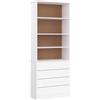 vidaXL Libreria con Cassetti Alta Bianca 77x35x186,5 cm Massello Pino
