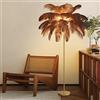 CIYEFHSEF Lampada da terra /in piuma di struzzo naturale piantana per arredamento camera letto ragazza, luce terra con finitura oro, luce d'atmosfera 3 temperature colore con interruttore pedale (Marrone )