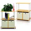 Furinno Go Green Scaffale a 3 Livelli Turn-N-Tube con cassetti per contenitori, Legno ingegnerizzato, Beech/White, Confezione da 2