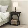 Furinno TIDUR Comodino con ripiano aperto e gambe a X, con gambe incrociate, tavolino da salotto, tavolino laterale, per camera da letto, soggiorno, Espresso