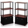 Furinno Go Green Scaffale Portaoggetti Set di 2, Scaffale Portaoggetti A 4 Ripiani con Contenitori, Libreria, Espositivo, con Contenitori, per Organizzazione E Contenimento, Ciliegio Scuro