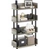 Furinno Turn-N-Tube - Espositore a 4 ripiani, senza attrezzi, colore: rovere francese/nero
