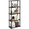 Furinno TURN-N-TUBE Scaffale Portaoggetti, Libreria A 5 Ripiani, Mensola Angolare, Ripiani Aperti Senza Attrezzi, Per Organizzazione E Contenimento, Soggiorno, Garage, Ufficio Domestico, Pino Ambrato
