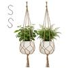 Bamworld Vasi da appendere esterno in macramè, set di 2 vasi sospesi per piante, eleganti vaso da appendere per interni ed esterni, resistente porta vasi da appendere in corda, ideale per balcone