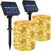 HeiPard Catena Luminosa Esterno Solare 2 Pezzi, 2 x 15M 150 LED Luci Solari da Giardino Impermeabili IP65, Lucine da Esterno Per Balcone, Terrazzo, Gazebo, Natale, Matrimonio (Luce Calda)
