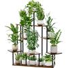 Bamworld Porta Piante da Interno ed Esterno a 9 Ripiani Marrone - Fioriera in Legno e Metallo, Scaffale Moderno Salvaspazio per Vasi e Piante, Porta Vasi Decorativo per Giardino, Balcone, Soggiorno
